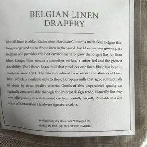 Restoration Hardware opaque Belgian linen drape NWT 96” x 50” mist color